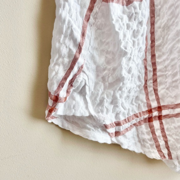 Jane + Delancey White and Tan Windowpane Plaid Button-Up Shirt - Picture 3 of 4